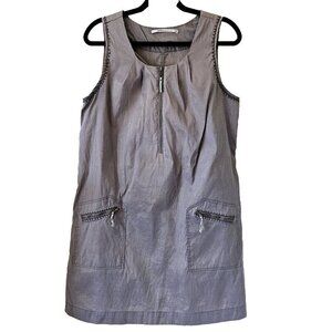 Truly By Part Two Gray Cotton Lurex SleevlessShimmery Mini Pockets Zippers US 10